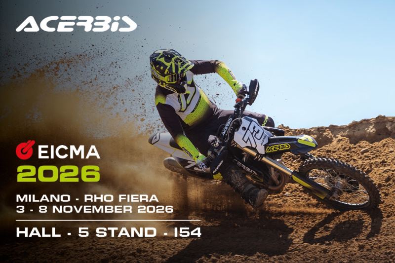 Acerbis lleva a EICMA 2026 su gama 2027: casco modular Revolve, chaquetas Adventure y Road y gafas Vortex MUD