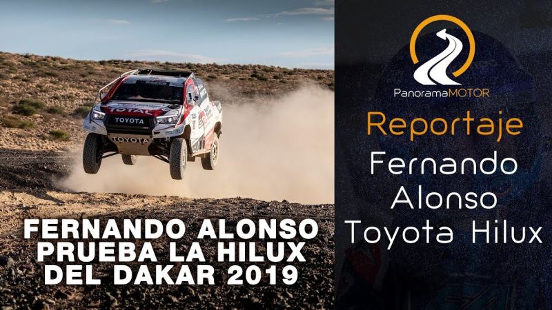 Fernando Alonso prueba el Toyota Hilux ganador del último Rally Dakar 2019